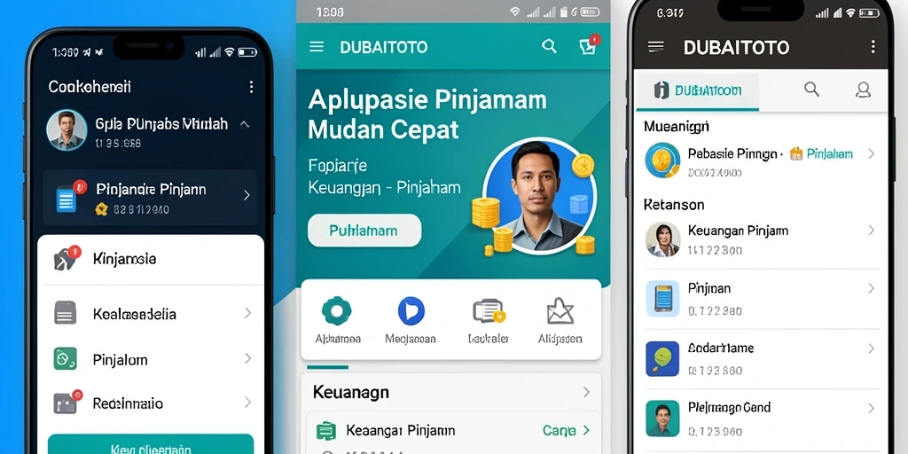 Antarmuka DUBAITOTO yang sederhana dan fungsional untuk pinjaman.