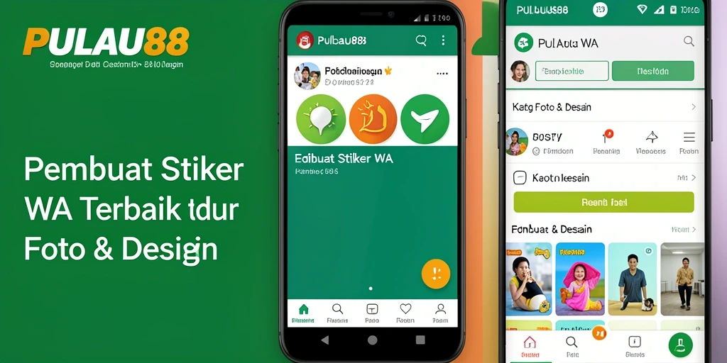 Antarmuka pengguna PULAU88 untuk membuat stiker WA yang menarik.