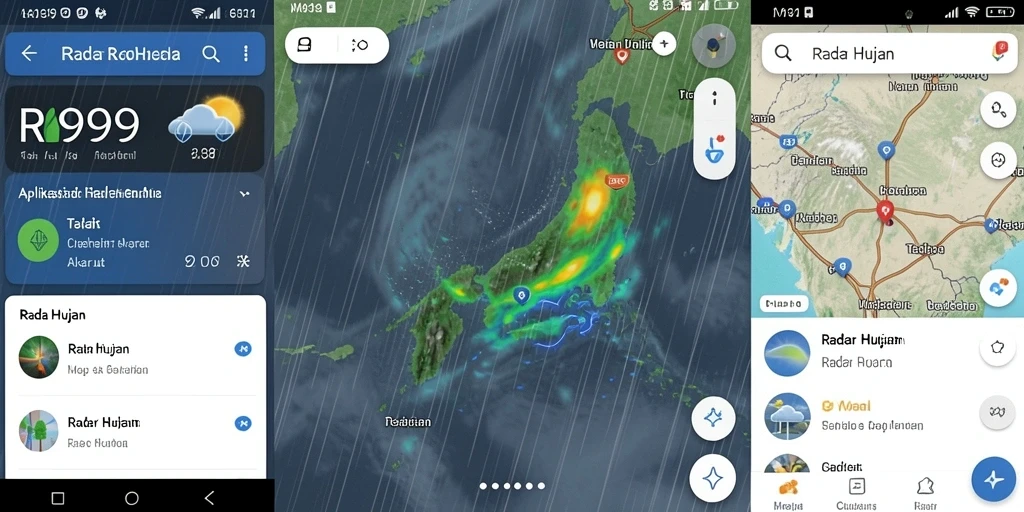 Antarmuka aplikasi RR999 yang menampilkan informasi radar hujan secara jelas.