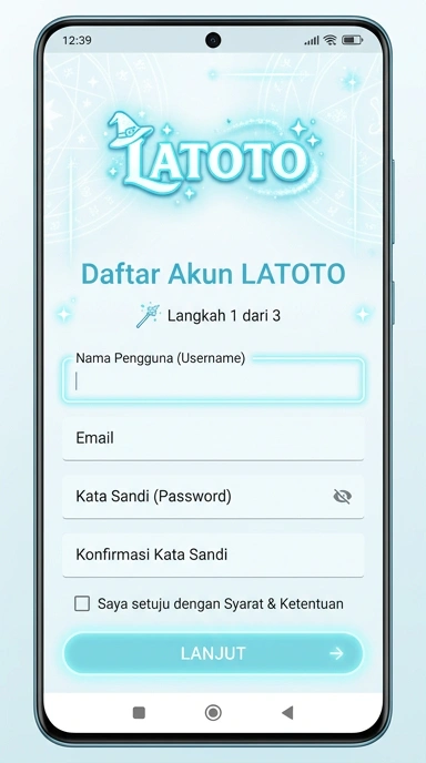 Tampilan halaman daftar latoto