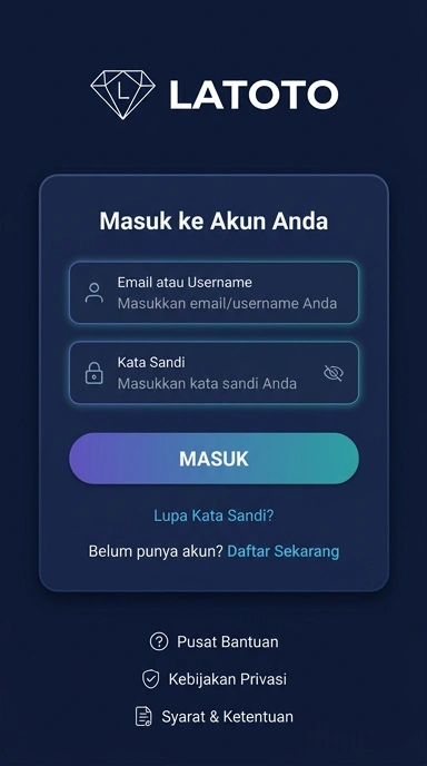 Tampilan halaman login latoto